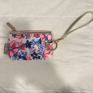 Lilly Pulitzer Pink and Blue Floral Wristlet
